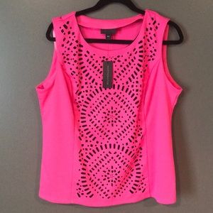 Worthington Sleeveless Pink Cutout Design Top